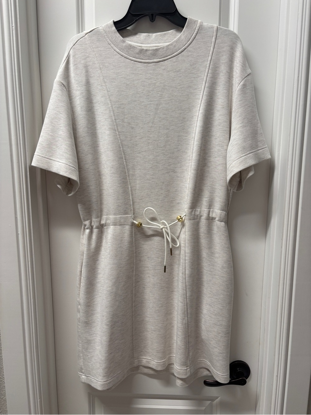 Varley Maple Mini Dress Size L 2.0 Crew Short Sleeve Cinched Waist Doublesoft